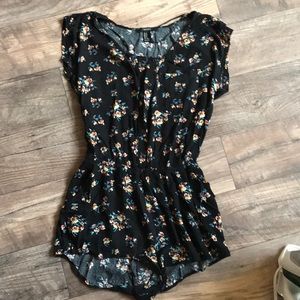 Black floral romper